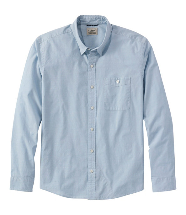 Comfort Stretch Performance Chambray Long Sleeve Shirt Slightly Fitted Men's Regular, Light Indigo, large image number 0