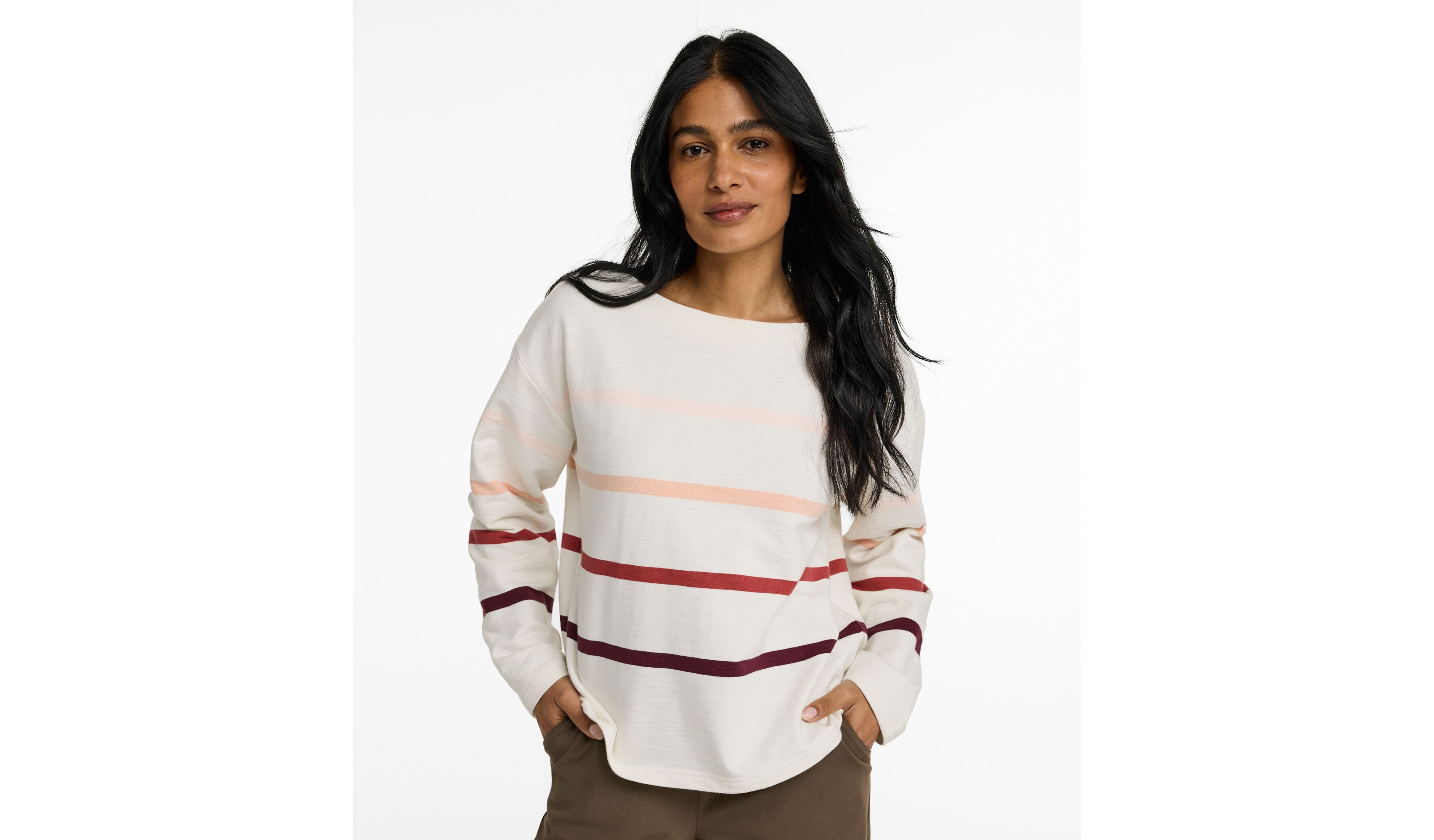 Women's Peaks Island Top, Relaxed Boatneck Long-Sleeve Stripe