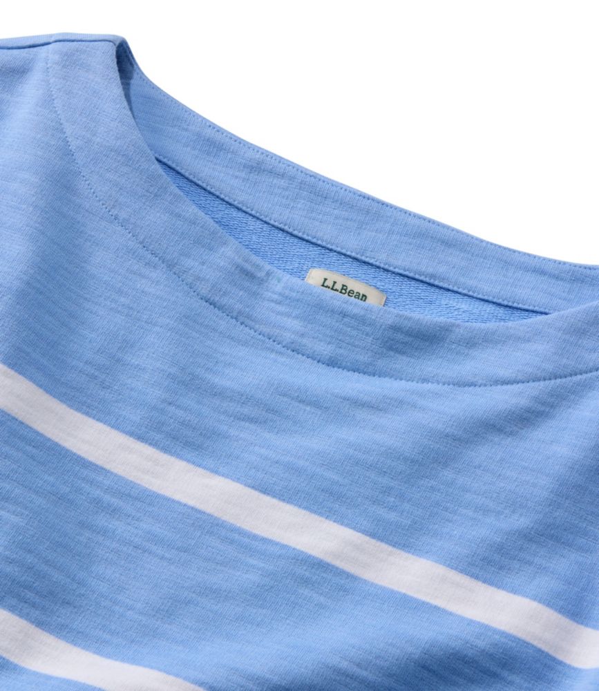 Women's Peaks Island Top, Relaxed Boatneck Long-Sleeve Stripe, Brightwater Blue/White, small image number 4