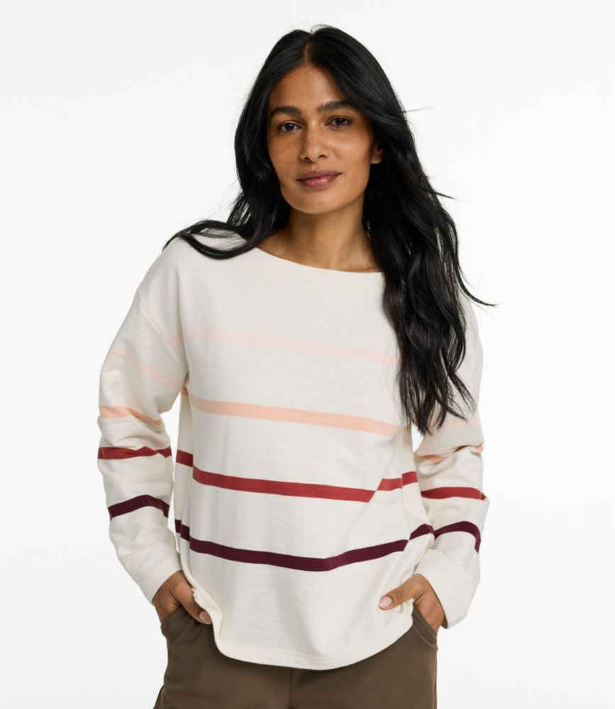 Women's Peaks Island Top, Relaxed Boatneck Long-Sleeve Stripe, New