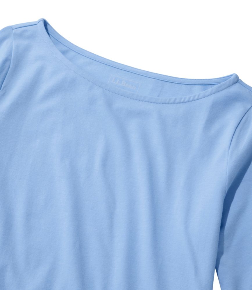 Women's Soft Stretch Supima-Blend Tee, Boatneck Bracelet-Sleeve, Classic Navy, small image number 4