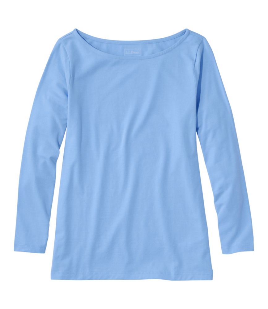 Women's Soft Stretch Supima-Blend Tee, Boatneck Bracelet-Sleeve