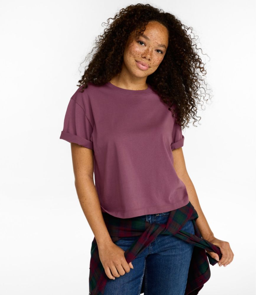 Women's Sunwashed Tee, Short-Sleeve Cropped Boxy Crewneck