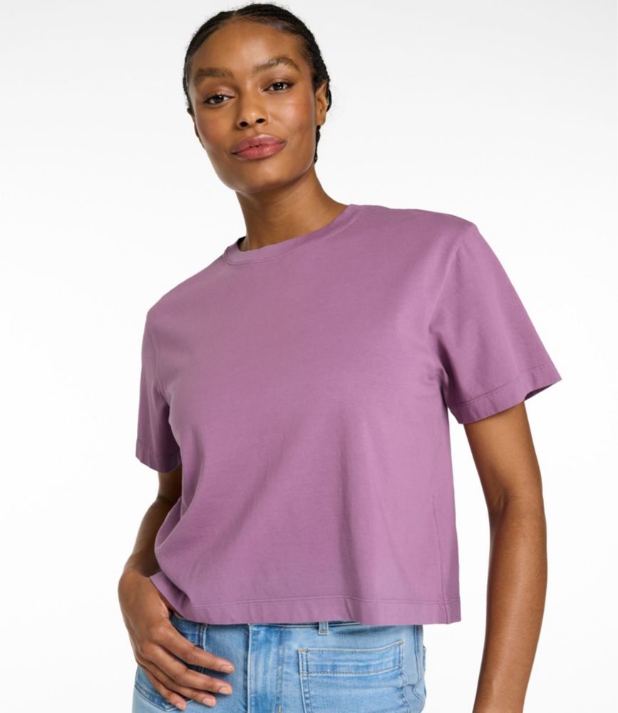 Women's Sunwashed Tee, Short-Sleeve Cropped Boxy Crewneck