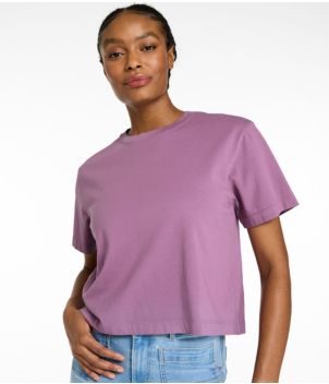 Women's Sunwashed Tee, Short-Sleeve Cropped Boxy Crewneck, New