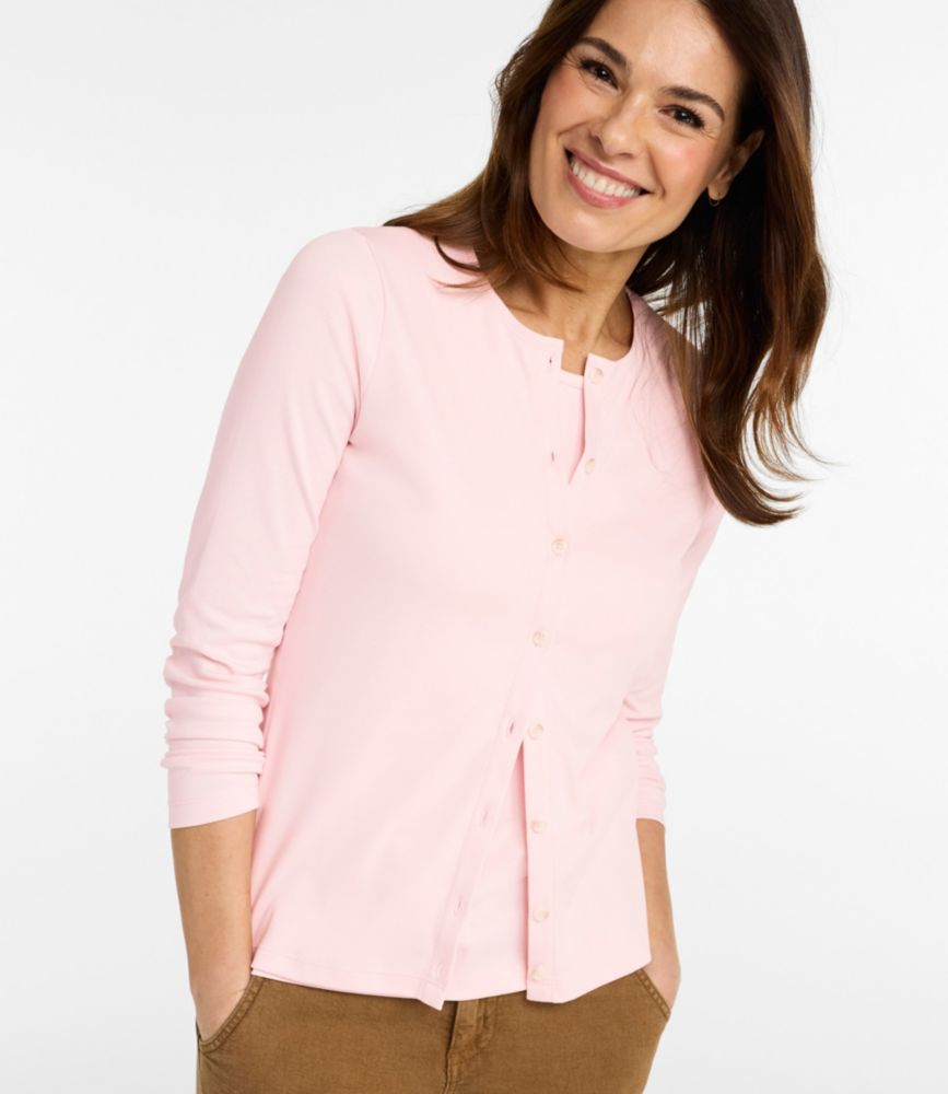 Women's Pima Cotton Tee, Long-Sleeve Crewneck Cardigan