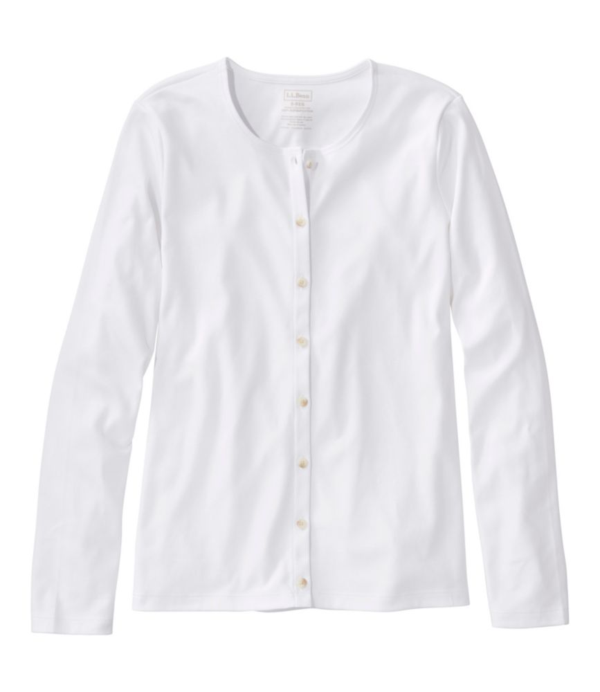 Women's Pima Cotton Tee, Long-Sleeve Crewneck Cardigan