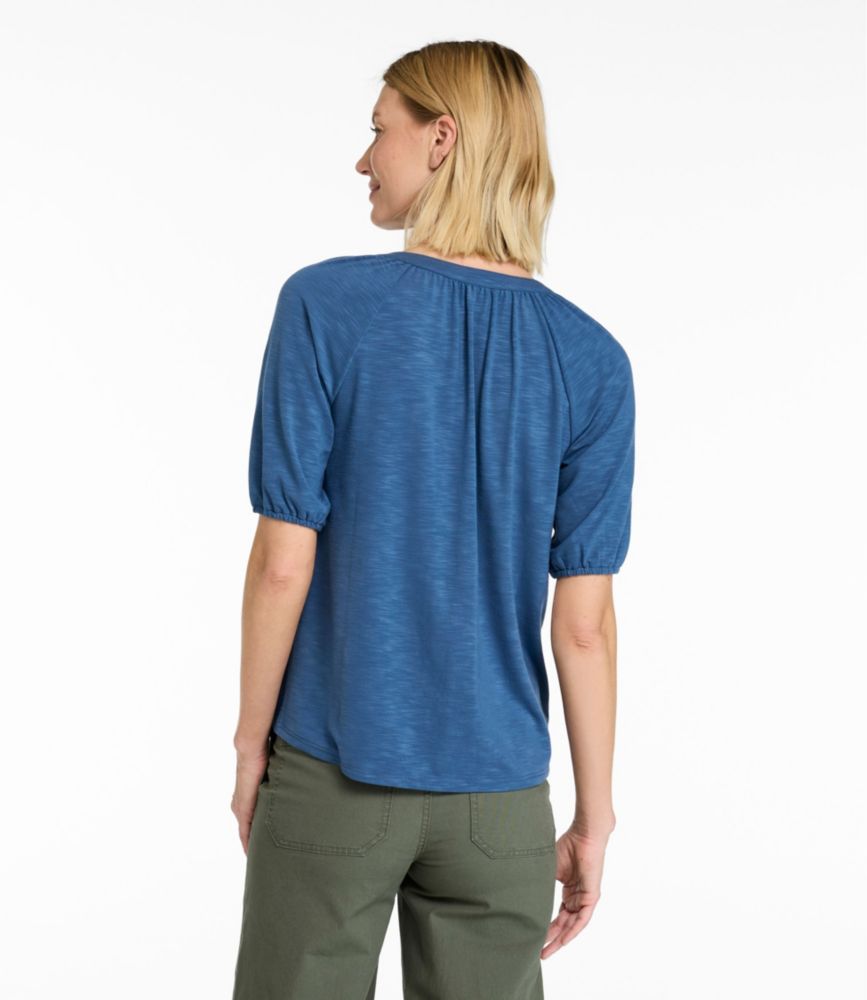 Women's Camden Hills Tee, Elbow-Sleeve Button-Front Shirt, Seaboard Blue, small image number 3