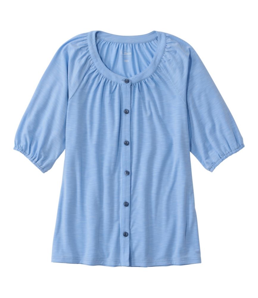 Women's Camden Hills Tee, Elbow-Sleeve Button-Front Shirt, Seaboard Blue, small image number 1