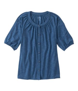Women's Camden Hills Tee, Elbow-Sleeve Button-Front Shirt, New