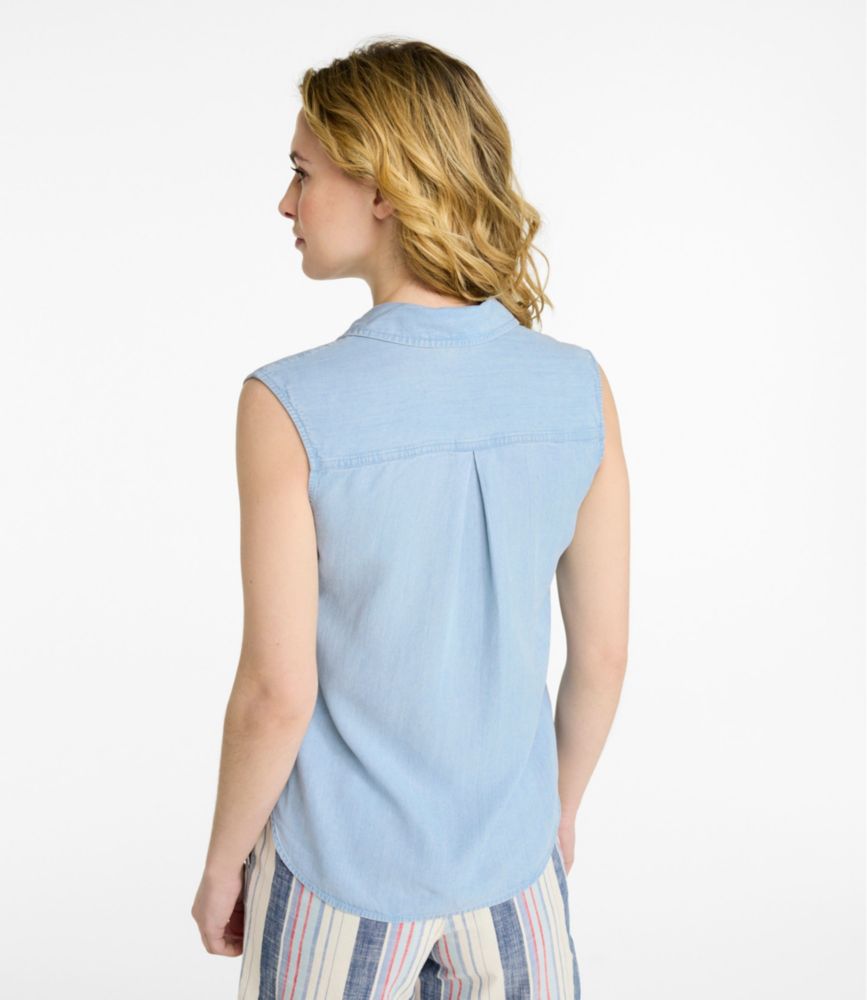 Women's Soft-Washed Sleeveless Shirt, Chambray Blue, small image number 3