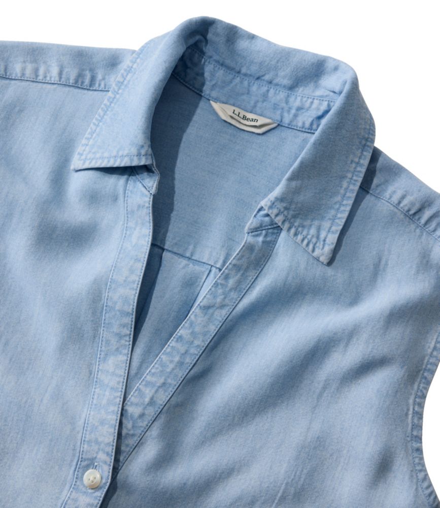 Women's Soft-Washed Sleeveless Shirt, Chambray Blue, small image number 4