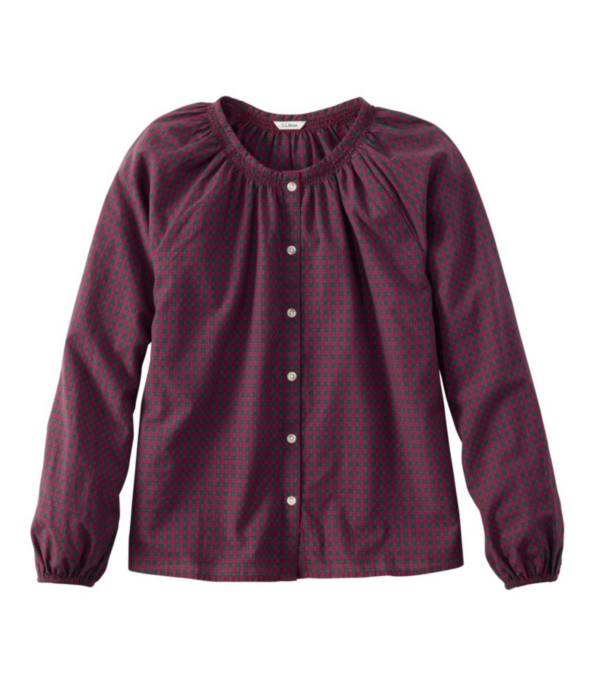 Women's Whisperweight Poplin Shirt, Long-Sleeve, Bordeaux Plaid, small image number 1