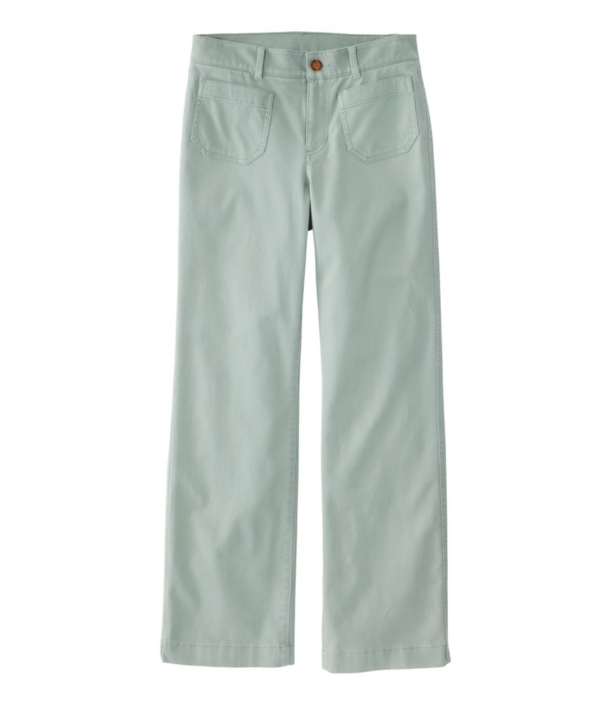 Women's Comfort Stretch Patch Pocket Pants, Mid-Rise Wide Straight-Leg Chino