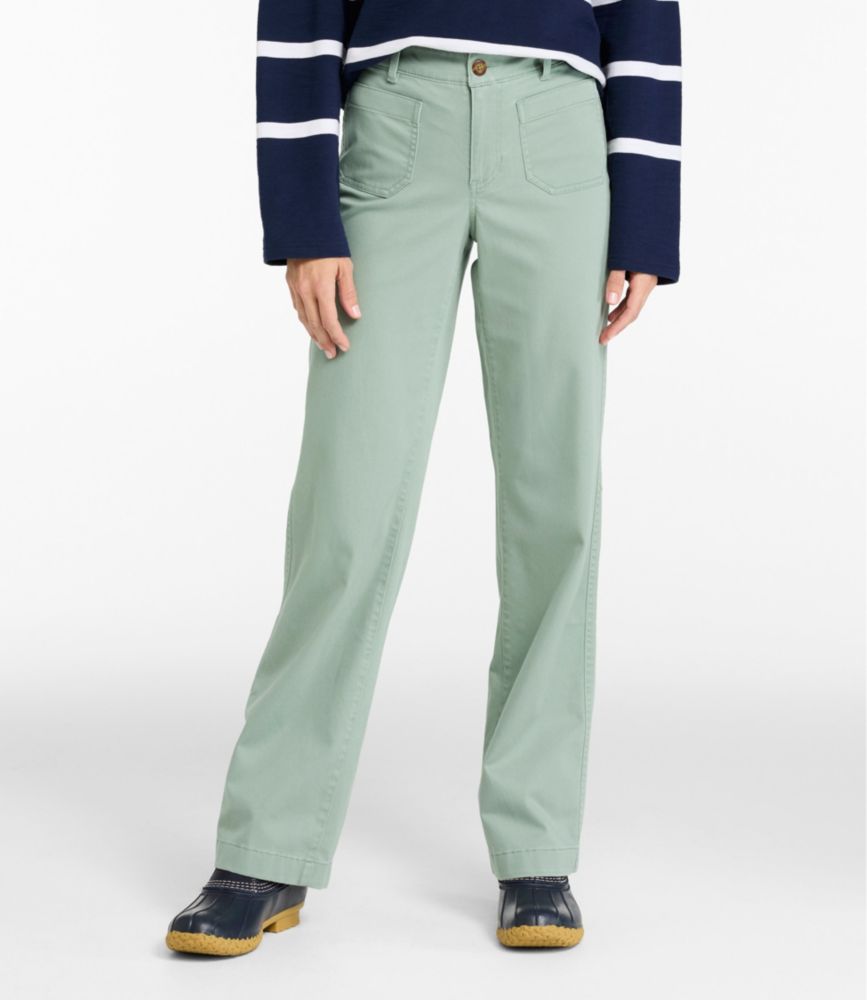 Women's Comfort Stretch Patch Pocket Pants, Mid-Rise Wide Straight-Leg Chino