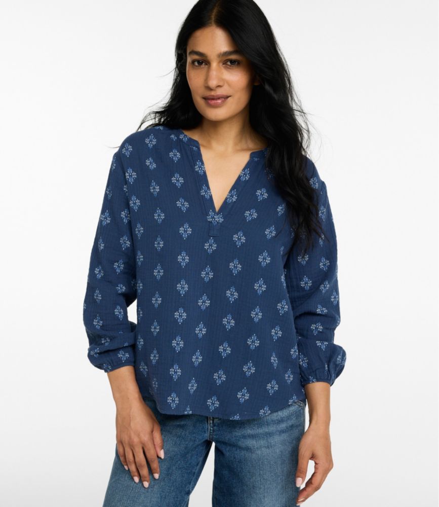 Women's Cloud Gauze Shirt, Splitneck Popover, New