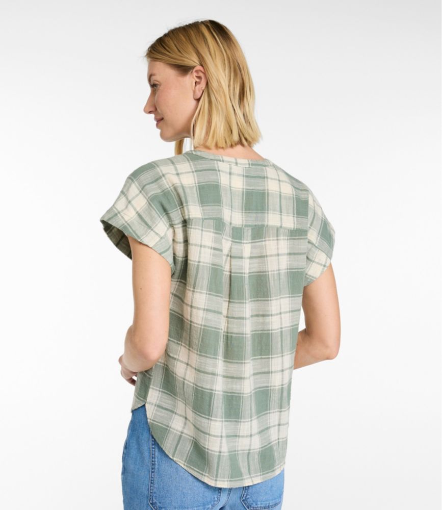 Women's L.L.Bean Day Breeze Shirt, Short-Sleeve Popover, Bayside Blue, small image number 3
