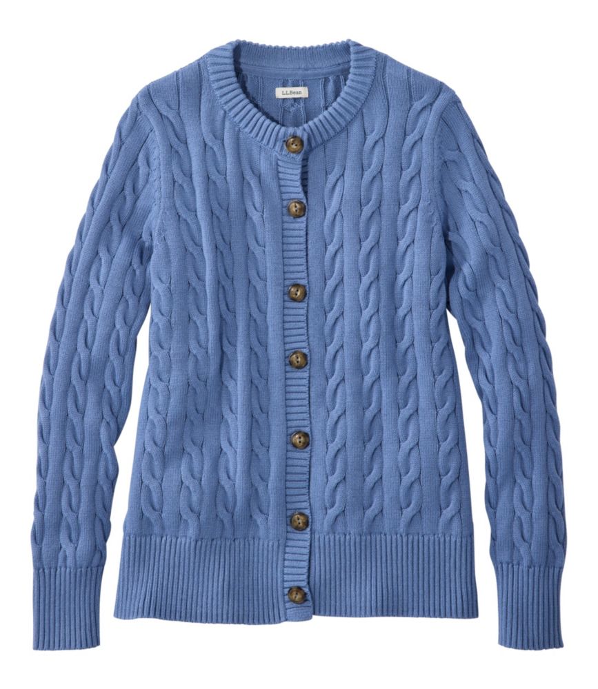 Women's The Original Double L&reg; Sweater, Cable Cardigan, Deep Lake, small image number 1
