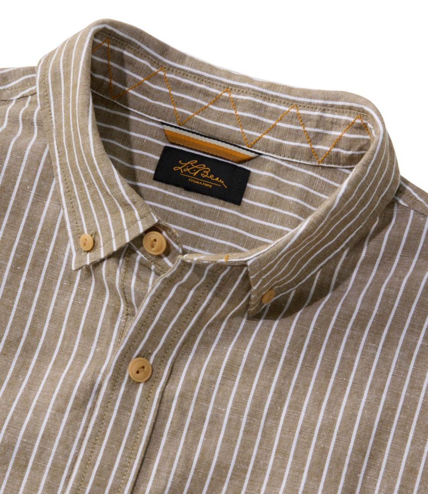 Men's Signature Wharfside Linen Blend Shirt, Canyon Khaki Stripe, small image number 4