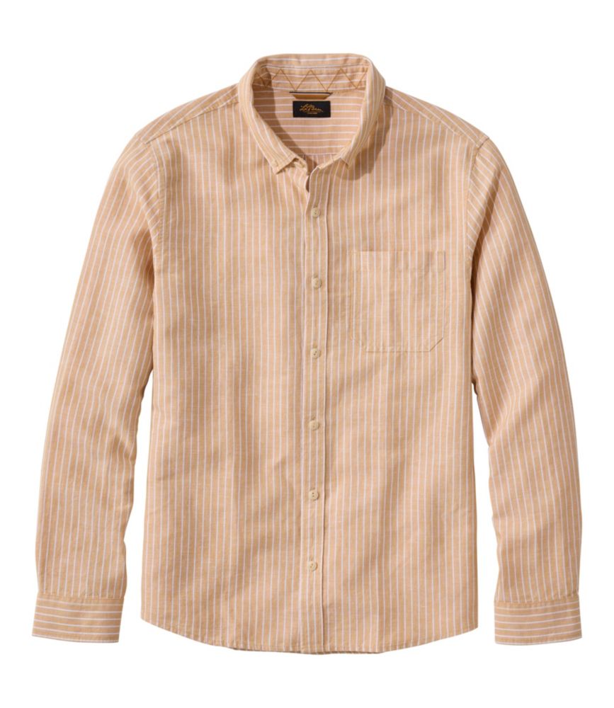 Men's Signature Wharfside Linen Blend Shirt, Canyon Khaki Stripe, small image number 1