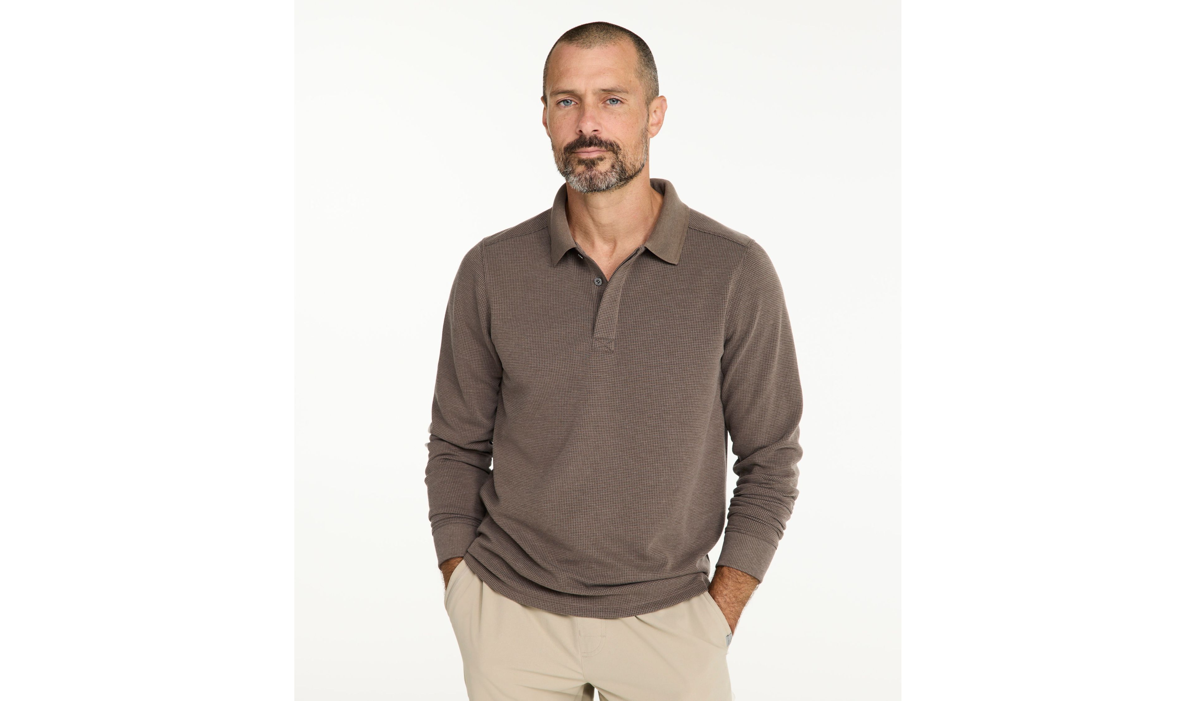 Men's Mountainside Micro Waffle Polo, Long-Sleeve