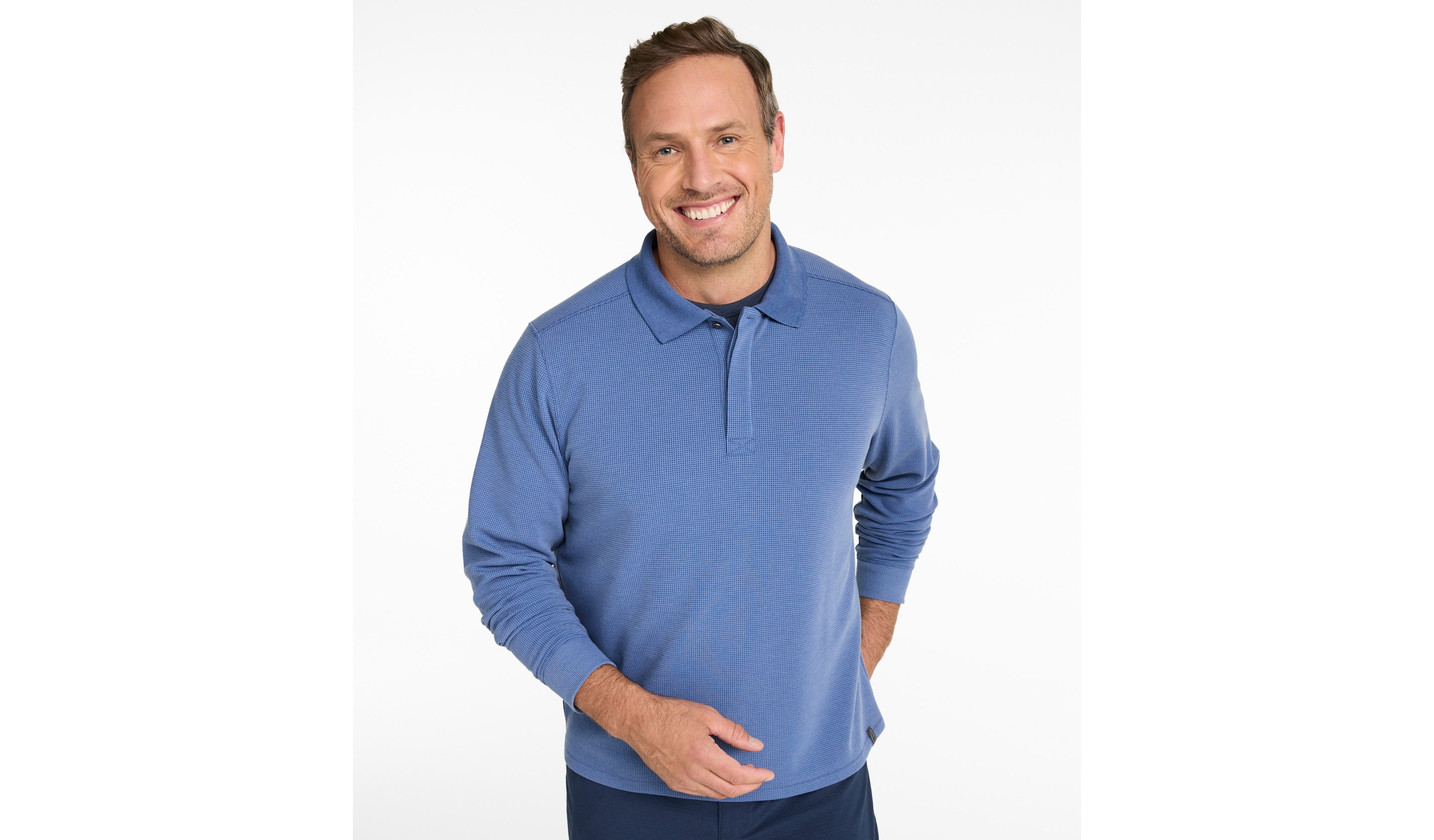Men's Mountainside Micro Waffle Polo, Long-Sleeve