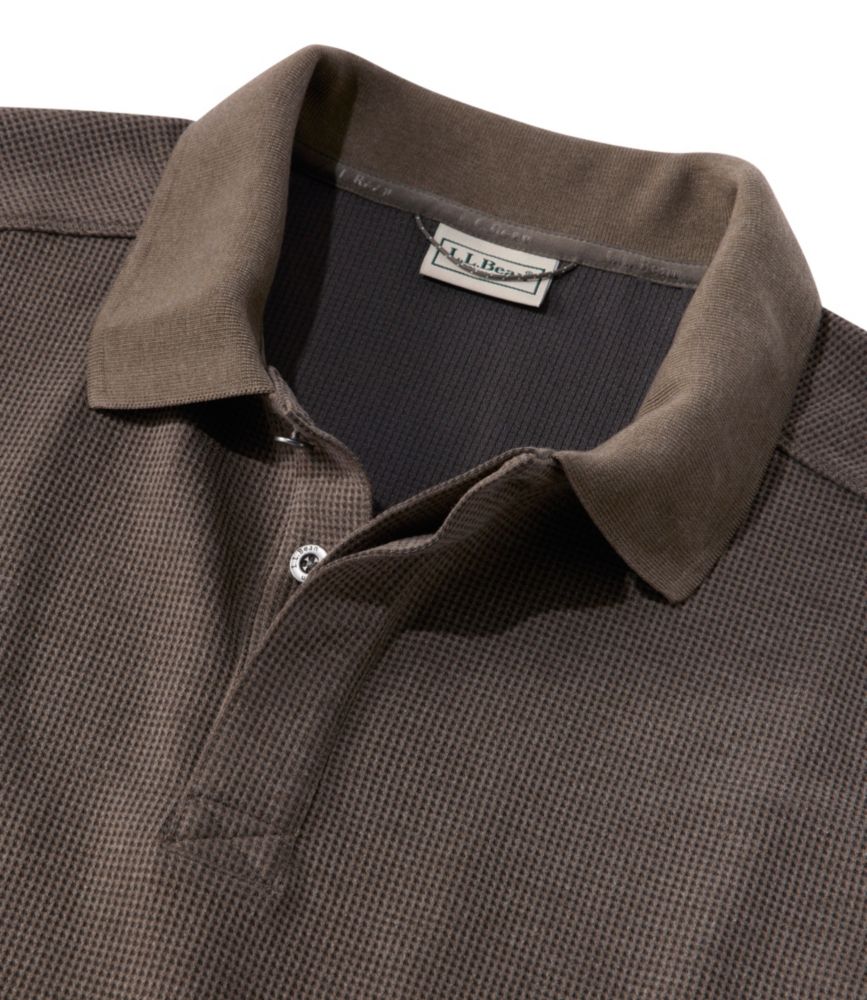 Men's Mountainside Micro Waffle Polo, Long-Sleeve, Deep Blue, small image number 6