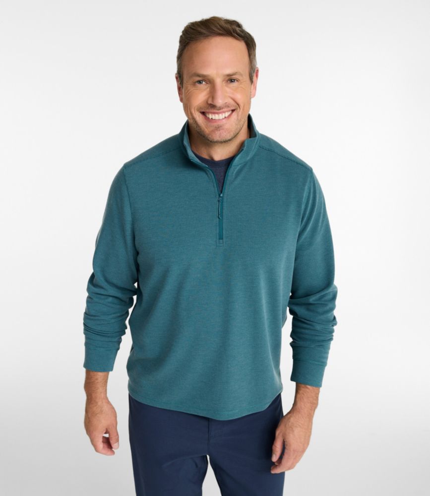 Men's Mountainside Micro Waffle, 1/4 Zip, Deep Blue, small image number 4
