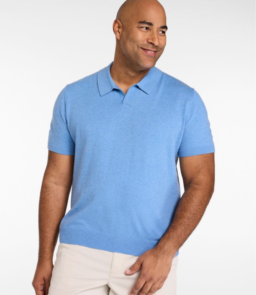 Men's All Seasons Cotton Blend Sweater, Short-Sleeve Polo, Classic Navy Heather, small image number 4