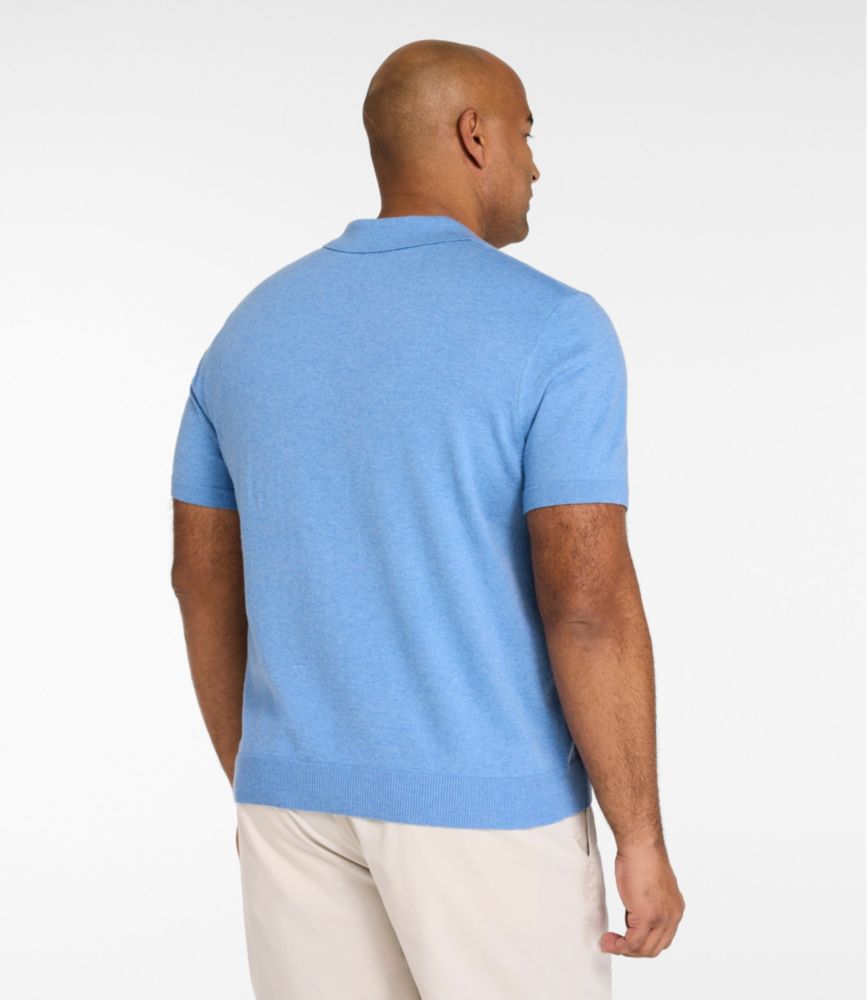 Men's All Seasons Cotton Blend Sweater, Short-Sleeve Polo, Classic Navy Heather, small image number 5