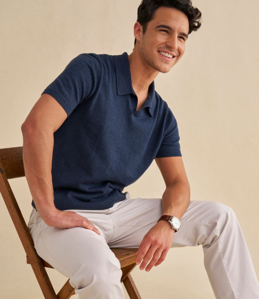 Men's All Seasons Cotton Blend Sweater, Short-Sleeve Polo