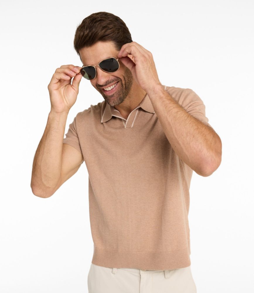 Men's All Seasons Cotton Blend Sweater, Short-Sleeve Polo