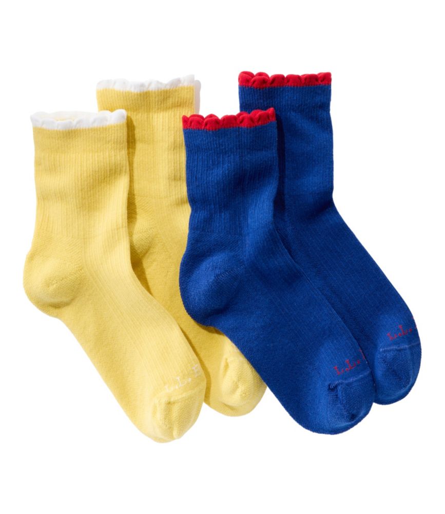 Women's Scalloped Edge Micro Crew Socks, 2-Pack