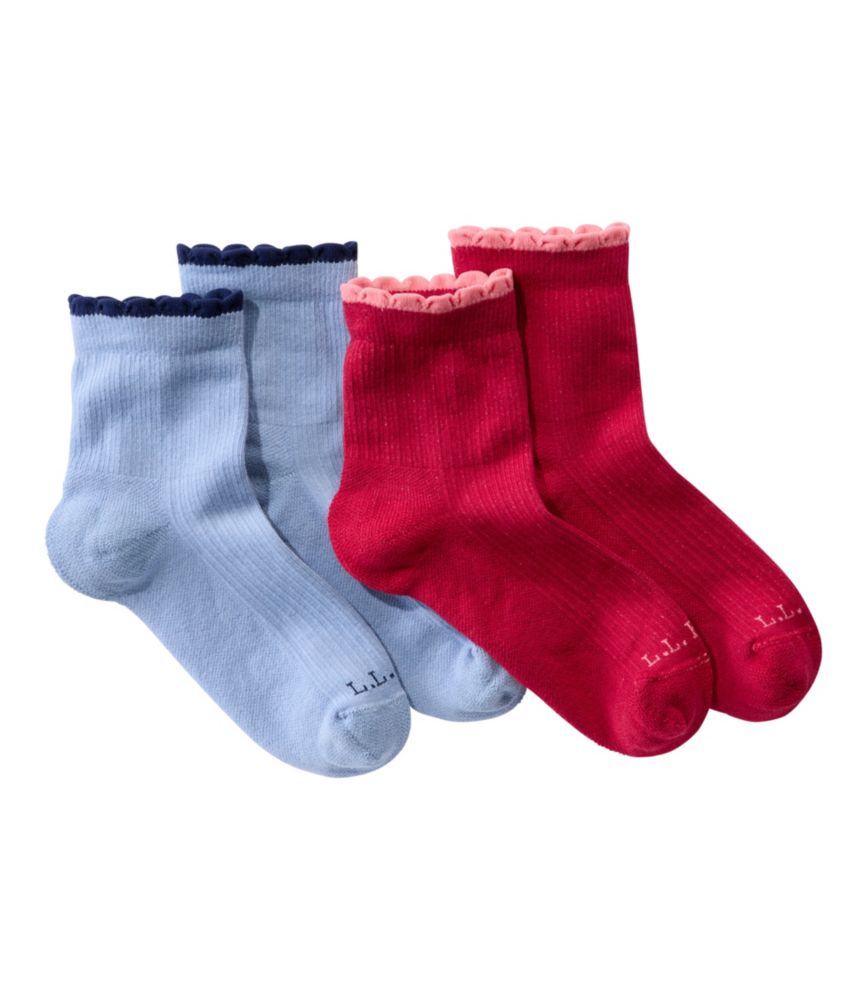 Women's Scalloped Edge Micro Crew Socks, 2-Pack