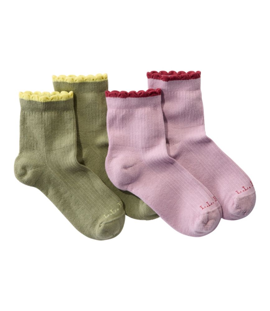 Women's Scalloped Edge Micro Crew Socks, 2-Pack