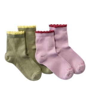 Women's Scalloped Edge Micro Crew Socks, 2-Pack, New