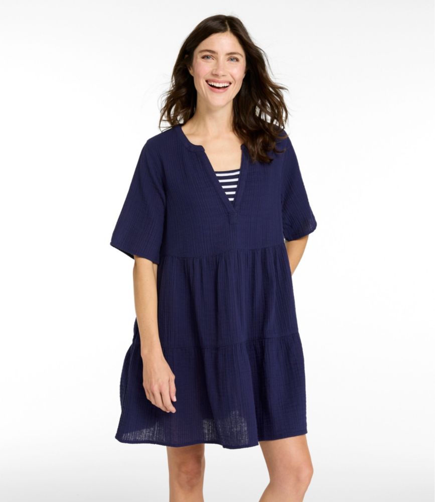 Women's Cloud Gauze Cover-Up Tiered Dress, Print