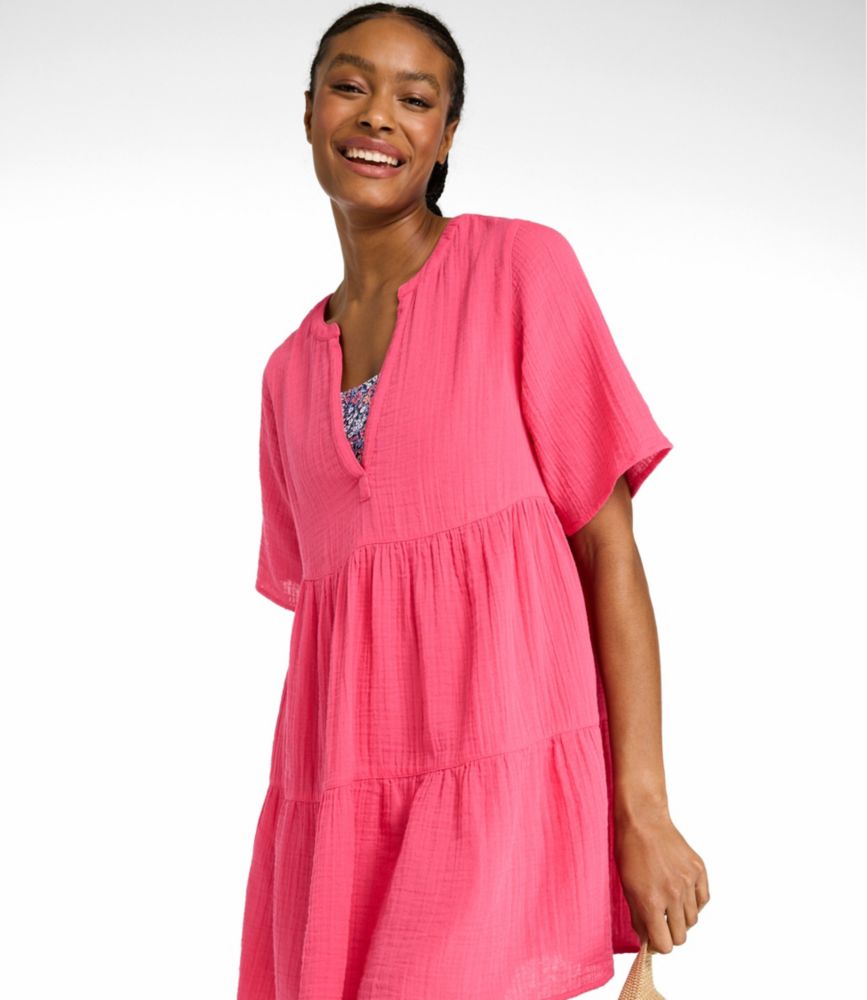 Women's Cloud Gauze Cover-Up Tiered Dress, Print