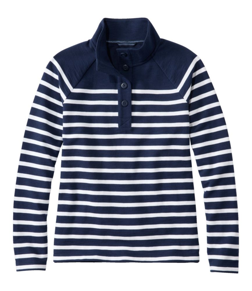 Women's Peaks Island Button Mockneck, Stripe