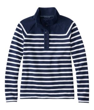 Women's Peaks Island Button Mockneck, Stripe, New