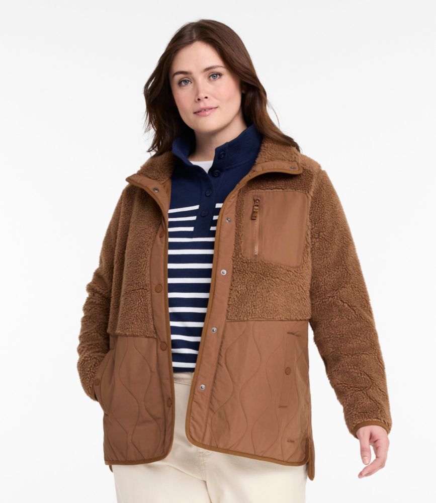 Women's Bean's Mixed Media Sherpa Fleece Jacket, New