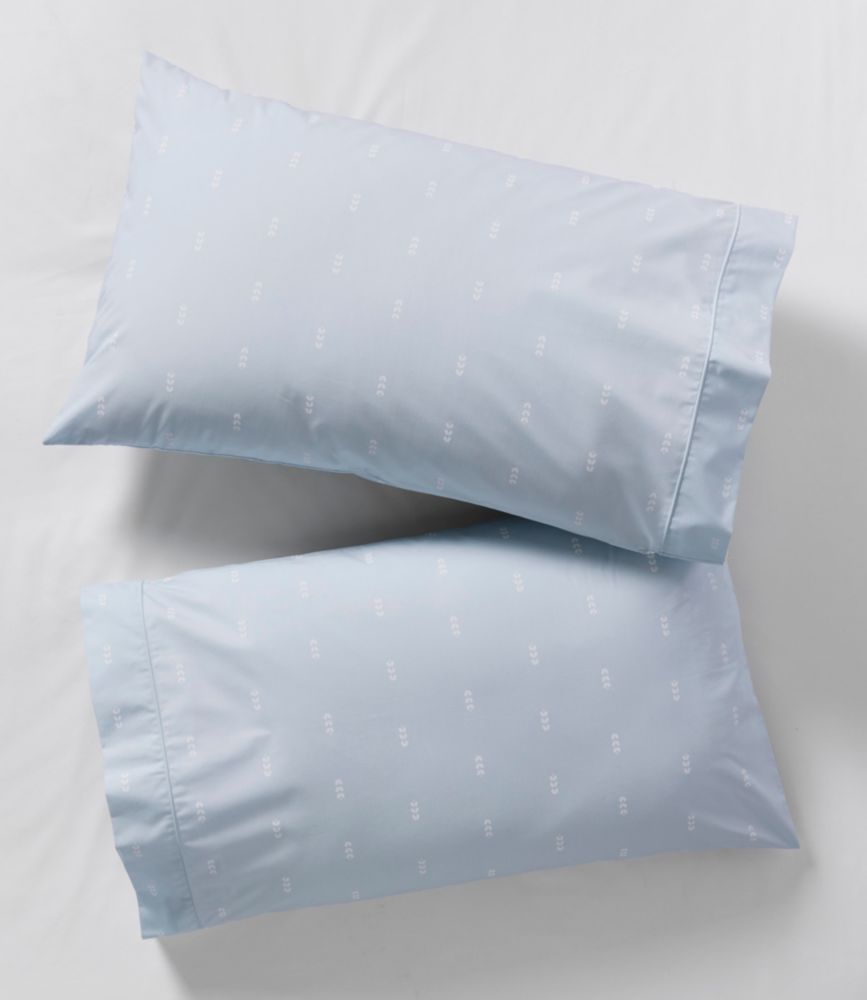 Sunwashed Percale Sheet Collection, Stamped Leaf Print, Light Blue, small image number 3