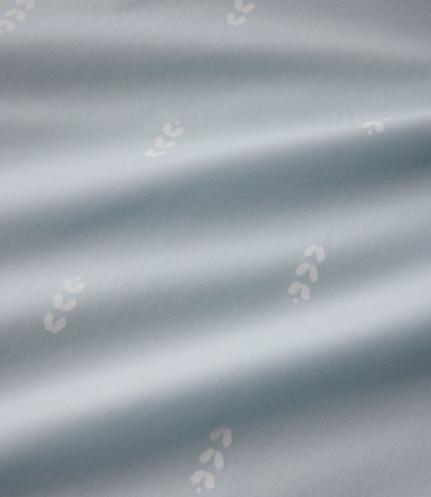 Sunwashed Percale Sheet Collection, Stamped Leaf Print, Light Blue, small image number 4