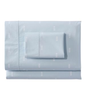 Sunwashed Percale Sheet Collection, Stamped Leaf Print