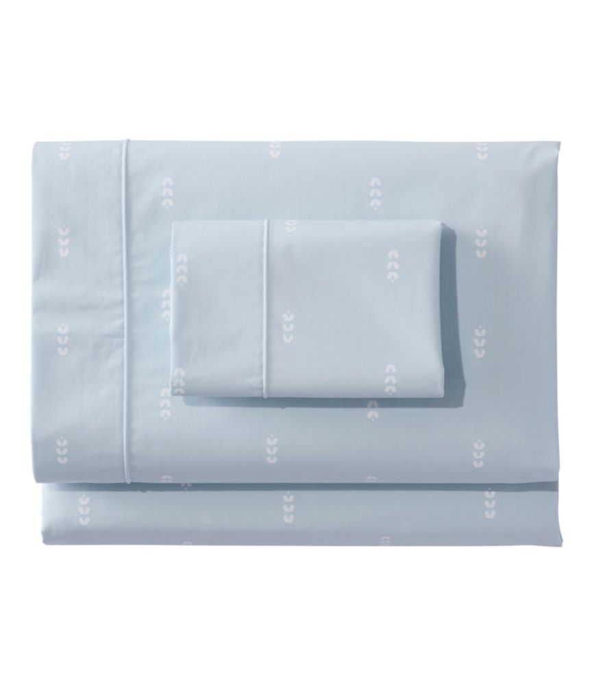 Sunwashed Percale Sheet Collection, Stamped Leaf Print