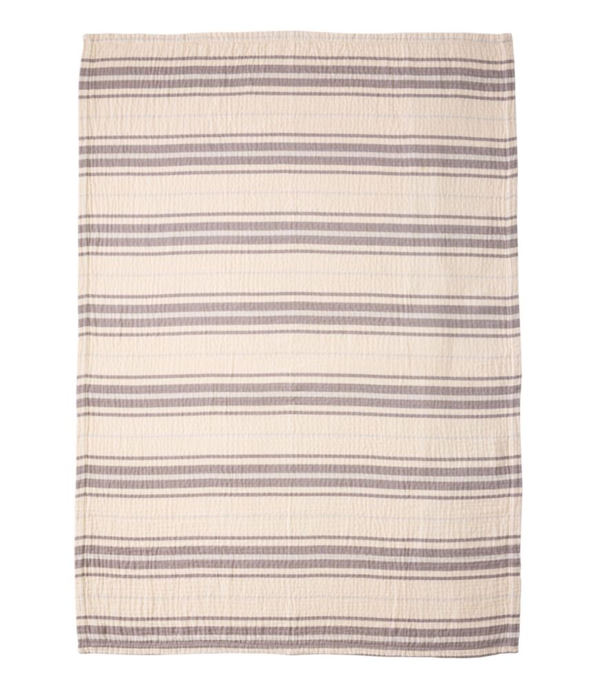 Lightweight Cotton Gauze Throw, Stripe, Bone/Shore, small image number 2