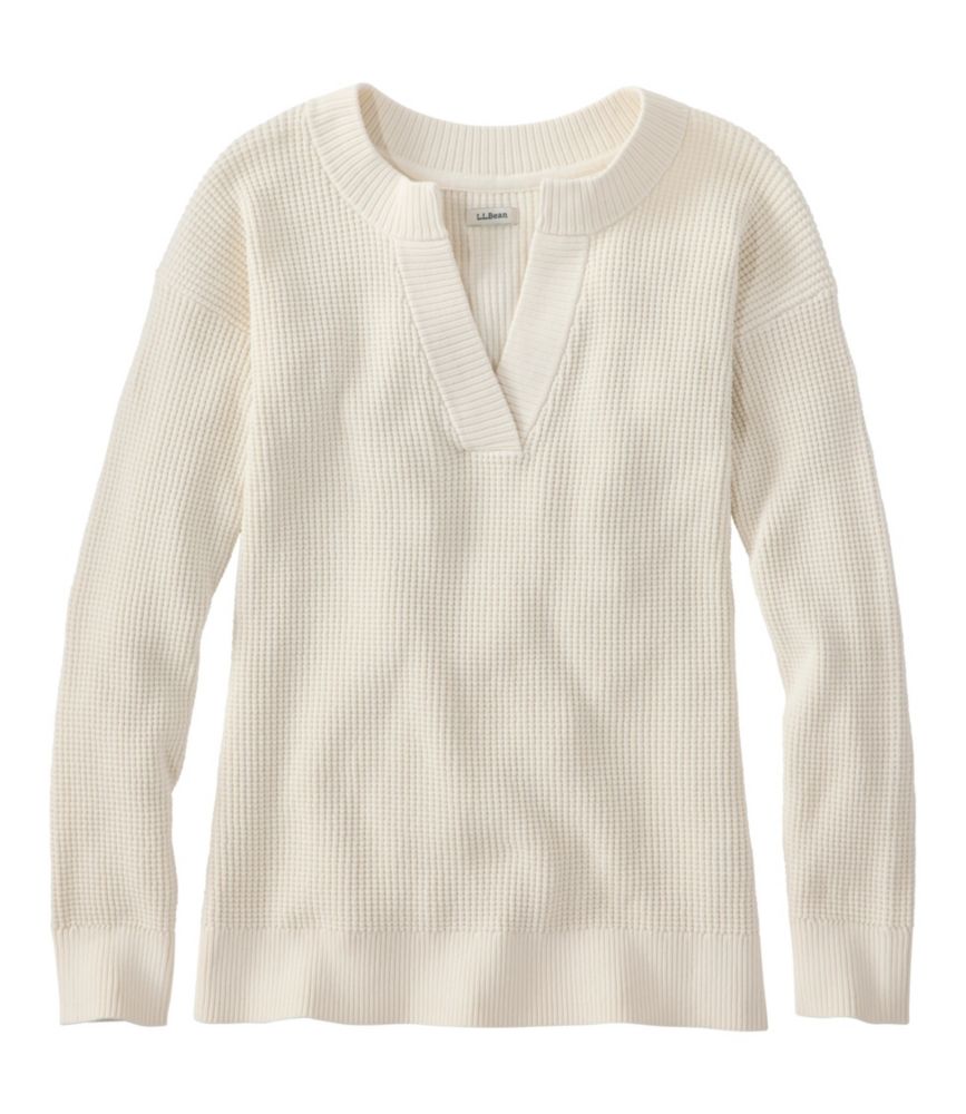 Women's Sunwashed Waffle Sweater, Splitneck