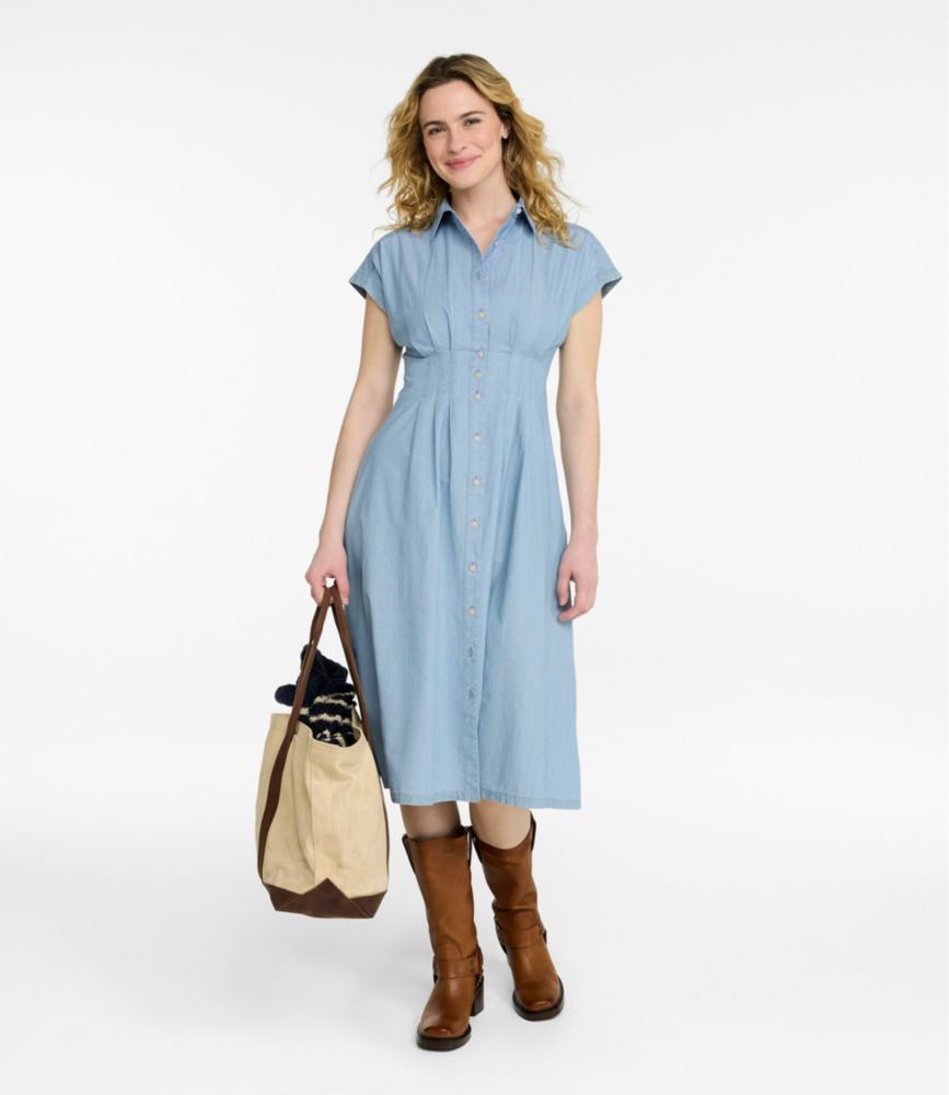 Women's Signature Pleated Midi Dress, Chambray