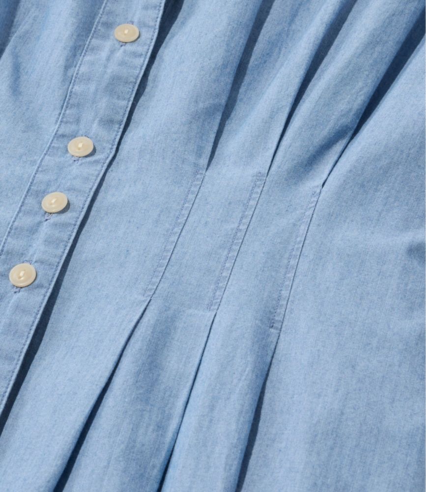 Women's Signature Pleated Midi Dress, Chambray, Chambray, small image number 4