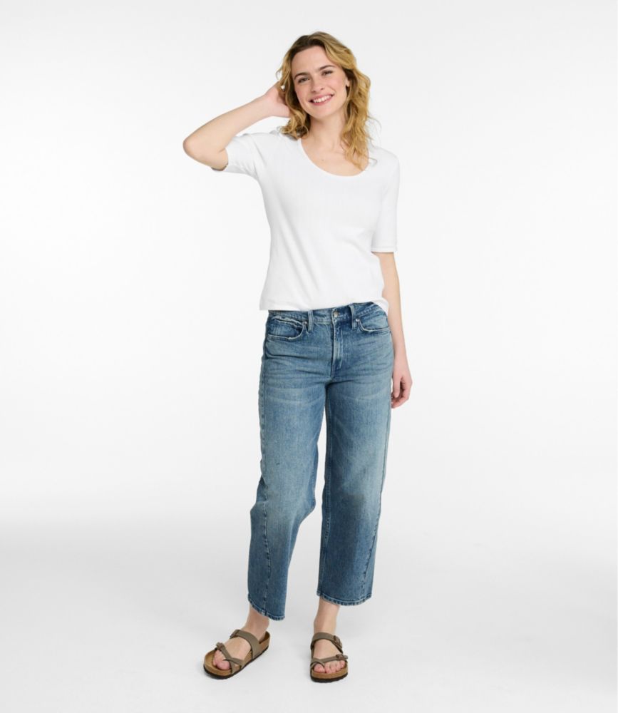 Women's Signature Premium Essential Pointelle Tee, Elbow-Sleeve Scoopneck